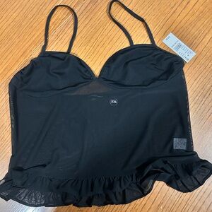PacSun Black Ruffle Hem Mesh Camisole Tank